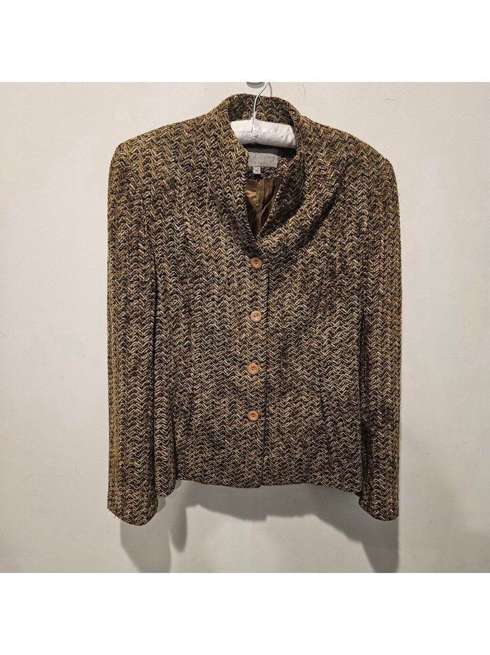 Women's Emil Rutenberg Collection VTG Tweed Blazer M Brown Green Creme Burgandy